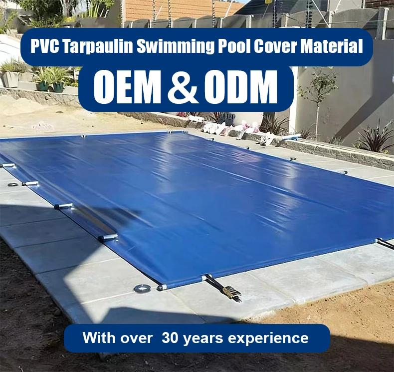PVC  Laminated Waterproof Breathable Anti-UV Blackout Organic Plain Weft Swimming Pool Covers Tarpaulin Coated