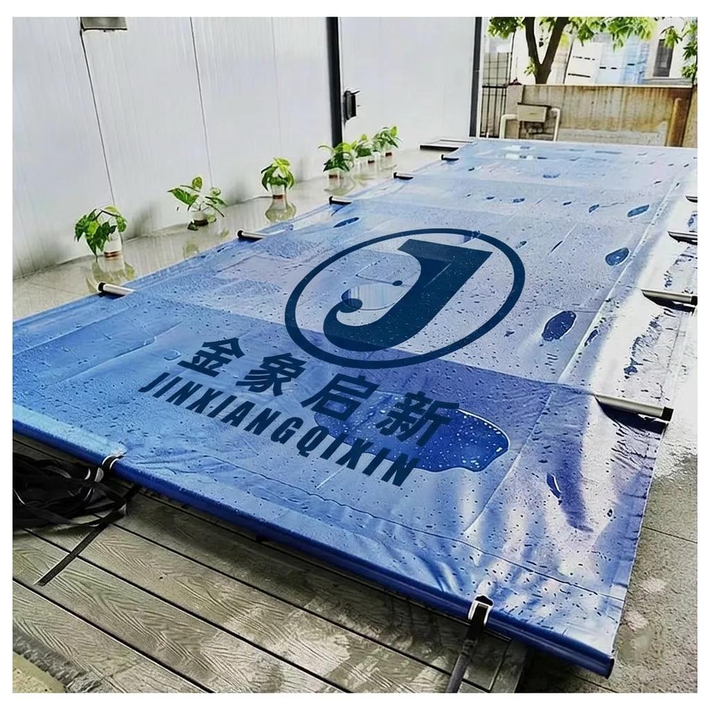 JX PVC Laminated Waterproof Breathable Anti-UV Blackout Organic Plain Weft Swimming Pool Covers Tarpaulin Coated