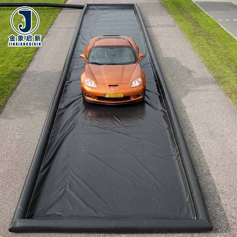 Inflatable Waterproof Eco-Friendly Plain Woven Warp Car Wash Containment Mat Water Collector UV Stabilized Lightweight PVC