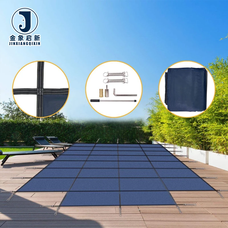 JX Manufacturer Direct Sales PVC Coated Swimming Pool Cover. Durable Waterproof and UV Resistant Floor Swimming Pool Cover Cloth