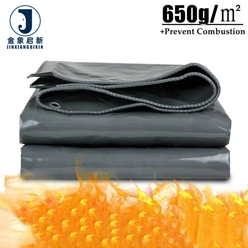 Gray Flame-Retardant Tarpaulin 420~1000g/?O TPU Rainproof Cloth Outdoor Tarp Pergola Groundsheet Canopy Truck Fireproof Tent
