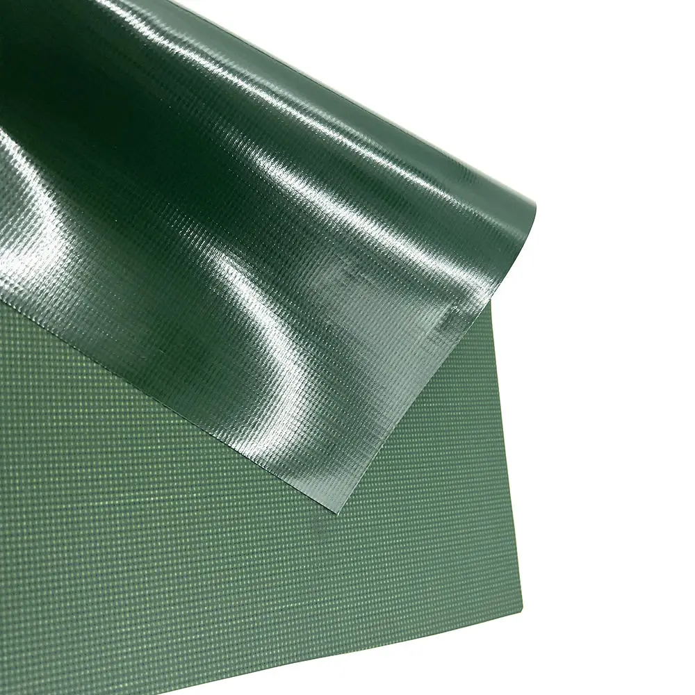 Green  PVC Knife Coated Tarpaulin Heavy Duty Waterproof Truck Cover Fabric Waterproof UV Resistant Industrial Tarpaulin