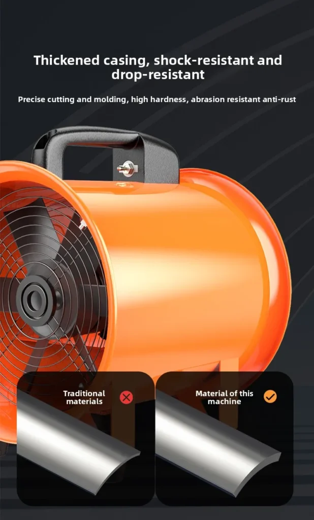 Portable 3000RPM Axial Flow Fan with Flexible Duct Hose for Industrial Exhaust Ventilation in Factories and Construction Sites