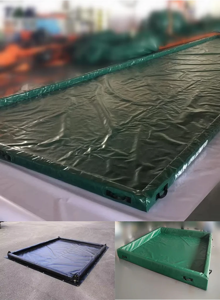 Inflatable Waterproof Eco-Friendly Plain Woven Warp Car Wash Containment Mat Water Collector UV Stabilized Lightweight PVC