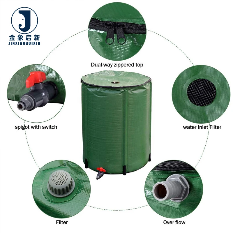 Garden Flexible 750L PVC Waterproof Fabric Rain Tank Irrigation Rainwater Harvesting Industrial Fabric Large Water Storage Tank