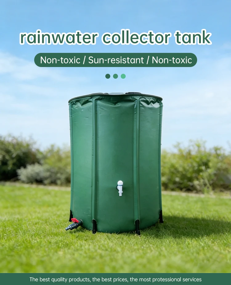 NST Green 50 Gallon Collapsible Rain Barrel Rainwater Collection System Portable Garden Water Storage Tank Water Catcher