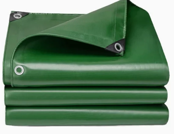 Green  PVC Knife Coated Tarpaulin Heavy Duty Waterproof Truck Cover Fabric Waterproof UV Resistant Industrial Tarpaulin
