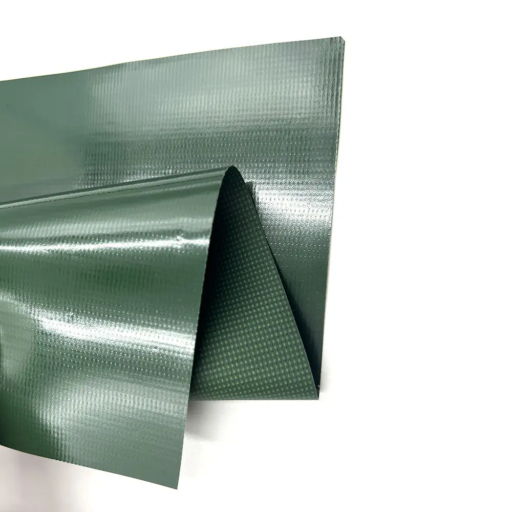 Green  PVC Knife Coated Tarpaulin Heavy Duty Waterproof Truck Cover Fabric Waterproof UV Resistant Industrial Tarpaulin