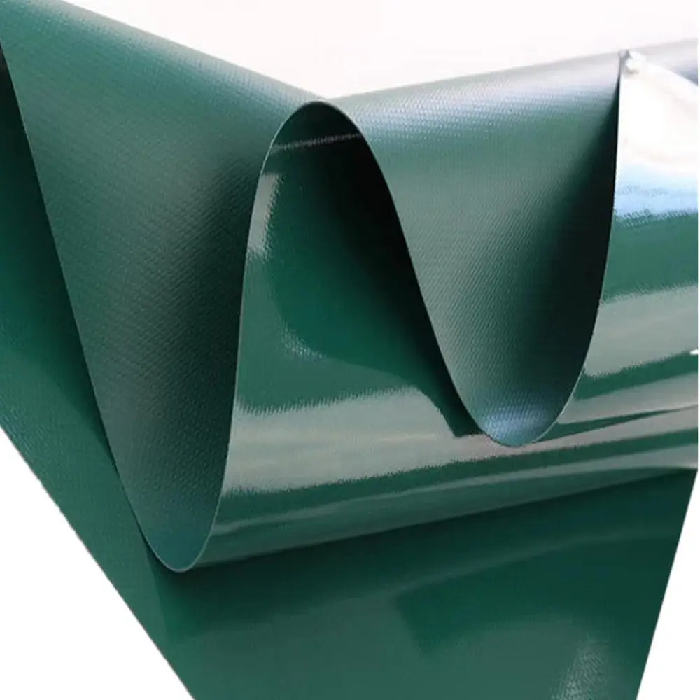 Green  PVC Knife Coated Tarpaulin Heavy Duty Waterproof Truck Cover Fabric Waterproof UV Resistant Industrial Tarpaulin
