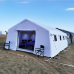 Inflatable Glamping Tent with Waterproof PVC Fabric Quick Automatic Opening for Outdoor Camping w/ Pump