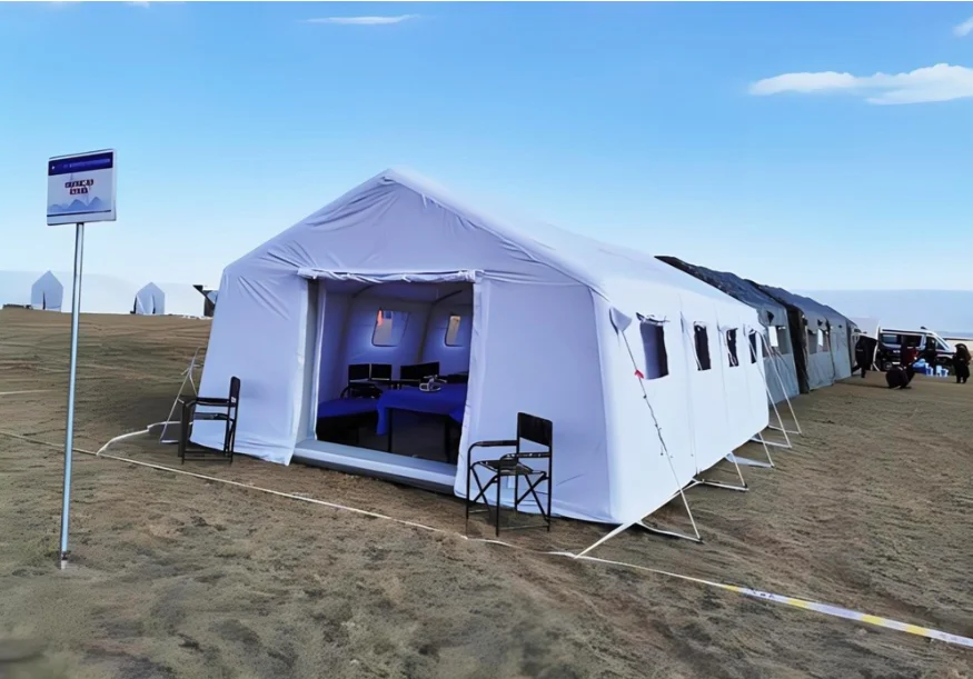 Inflatable Glamping Tent with Waterproof PVC Fabric Quick Automatic Opening for Outdoor Camping w/ Pump
