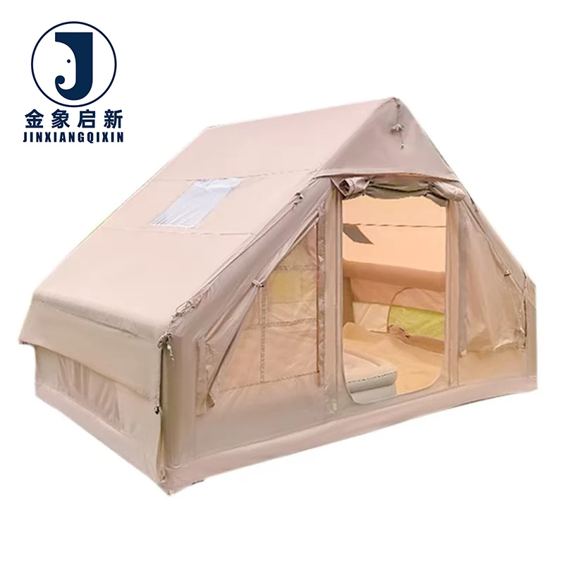 PVC Inflatable Camping Tent 3-4 Person Quick Automatic Opening Four-Season Waterproof Outdoor Air Tent for Disaster Relief