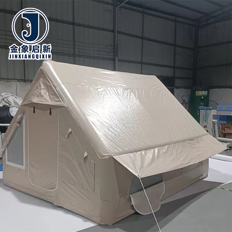 PVC Inflatable Camping Tent 3-4 Person Quick Automatic Opening Four-Season Waterproof Outdoor Air Tent for Disaster Relief