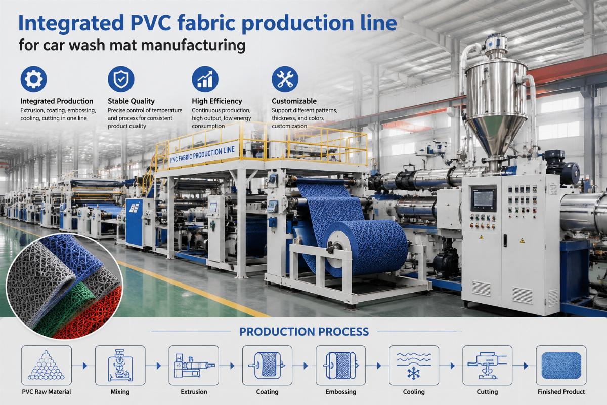 Integrated PVC fabric production line for car wash mat manufacturing