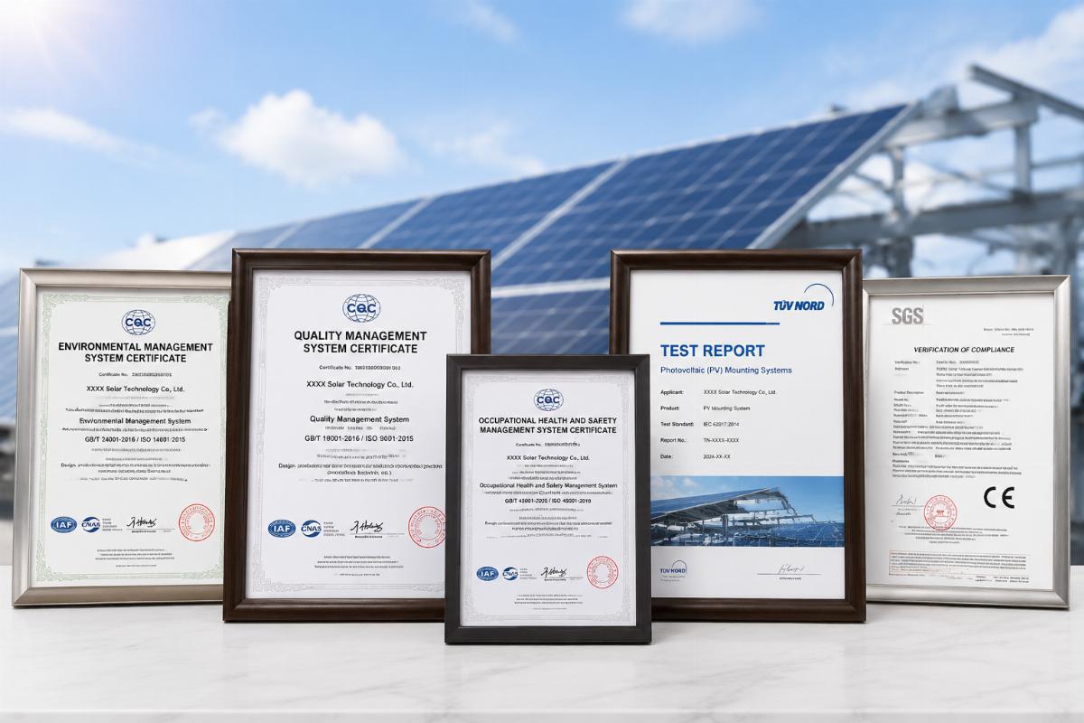 Supplier certification document display for solar construction materials